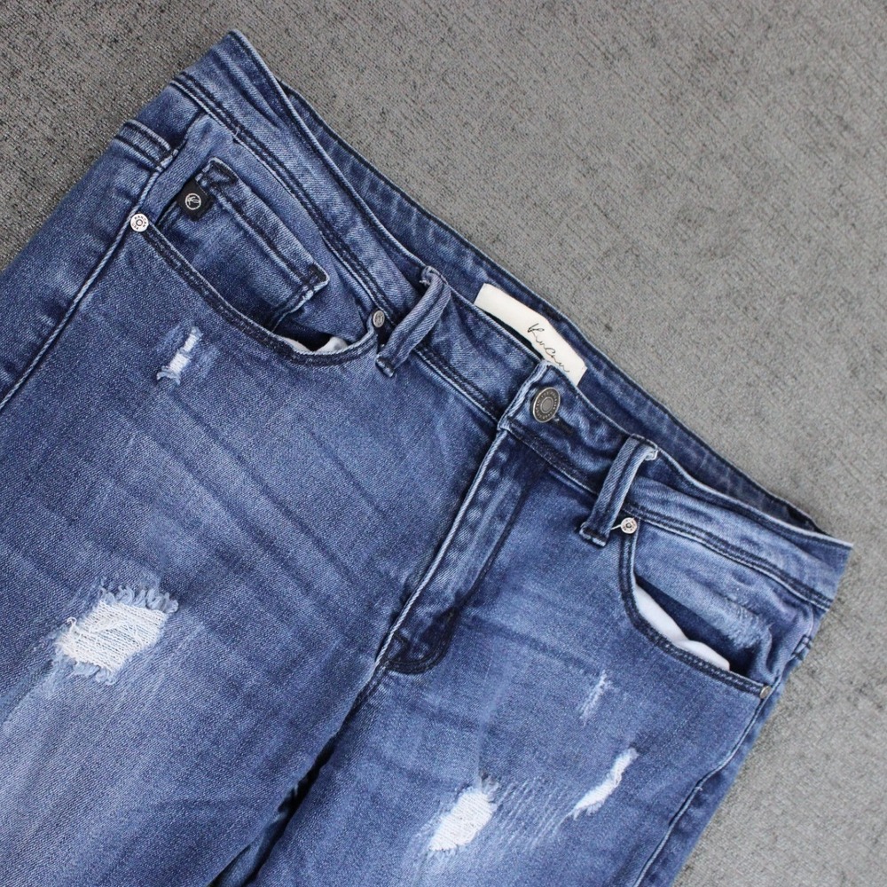Kancan KC7010 Distressed Skinny Jeans Medium Wash Blue Denim Size 29